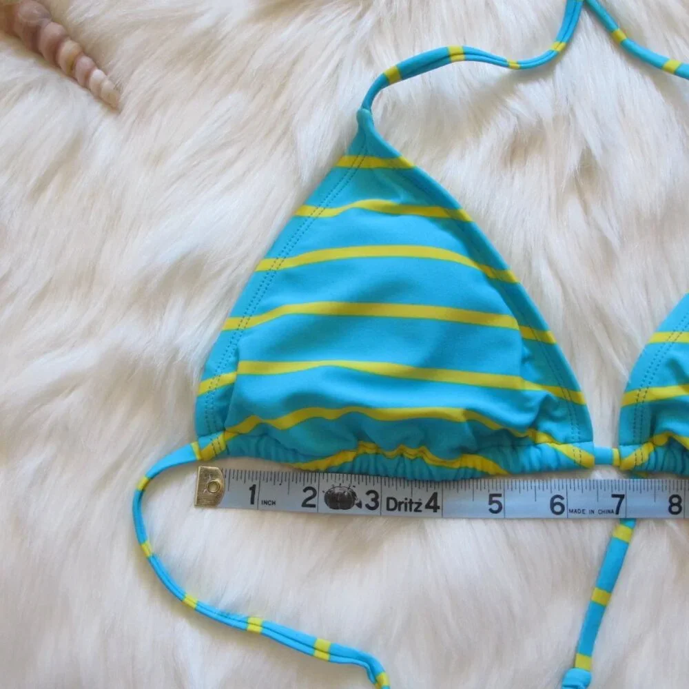 Blue and Yellow Striped String Bikini - Picture 5 of 5